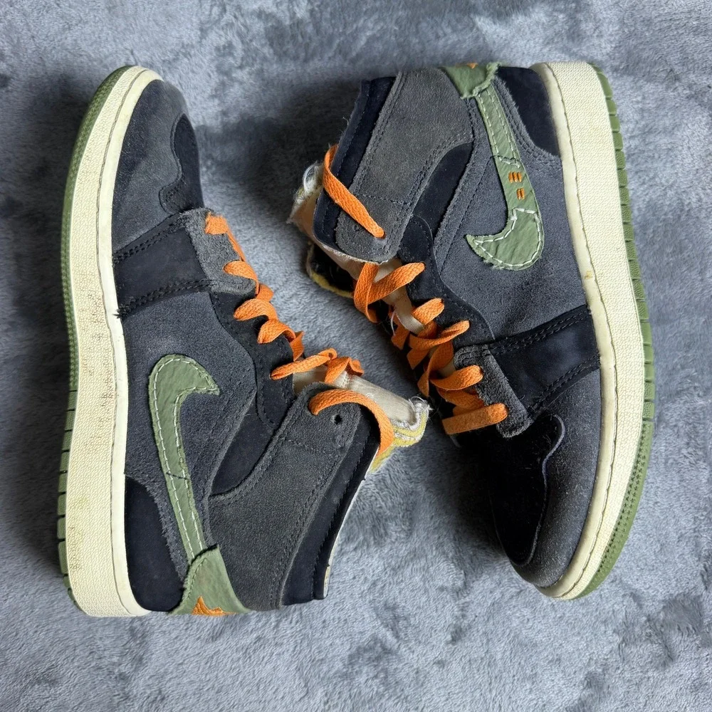 Air Jordan 1 Kids 3.5Y Mid SE Craft GS Anthracite Light Olive FD5847-003